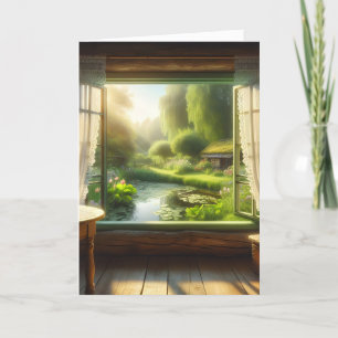 Cottagecore: Blick auf einen friedlichen Teich Karte