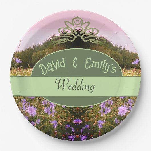 CottageCore Blume Meadow Wedding Pappteller (Vorderseite)