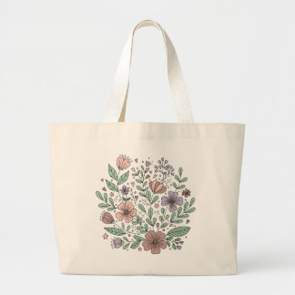 Cottagecore-Blumen-Leinwand-Tasche Jumbo Stoffbeutel