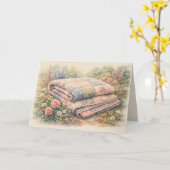 Cottagecore Blumen-Patchwork-Quilt Aquarell Karte (Gelbe Blume)