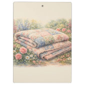 Cottagecore Blumen-Patchwork-Quilt Aquarell Klemmbrett (Rückseite)