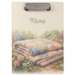 Cottagecore Blumen-Patchwork-Quilt Aquarell Klemmbrett