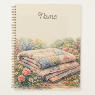 Cottagecore Blumen-Patchwork-Quilt Aquarell Planer