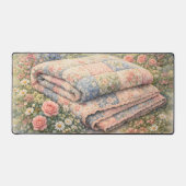 Cottagecore Blumen-Patchwork-Quilt Aquarell Schreibtischunterlage (Vorderseite)