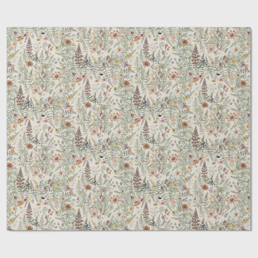 Cottagecore-Blumen-Wildblumen-Geschenkpapier Geschenkpapier (Flach)