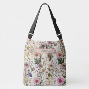 Cottagecore Blumenmuster Vintage Botanische Perso Tragetaschen Mit Langen Trägern
