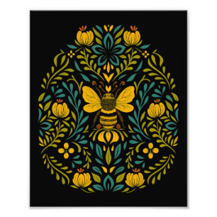 Cottagecore Boho Blumen Skandinavische Volkskunst Fotodruck