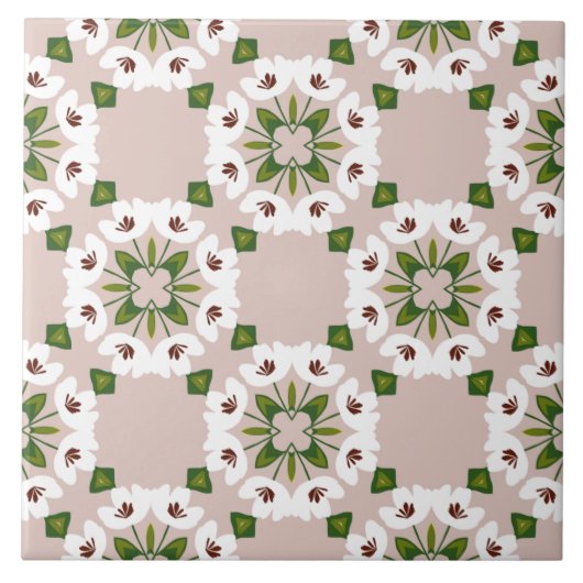 Cottagecore Botanische Blume Fliese (Vorderseite)