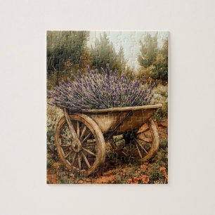 Cottagecore Botanische Vintage-Lavendel-Karre Puzzle