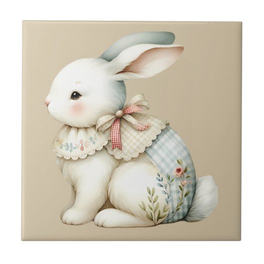 Cottagecore Bunny Charm Fliese (Vorderseite)