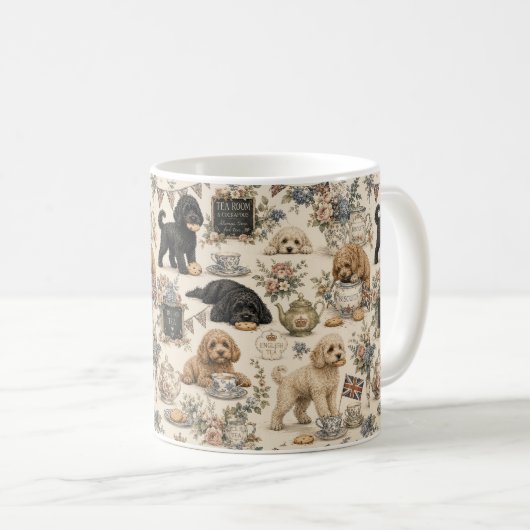 Cottagecore Cockapoo Teetasse (VorderseiteRechts)