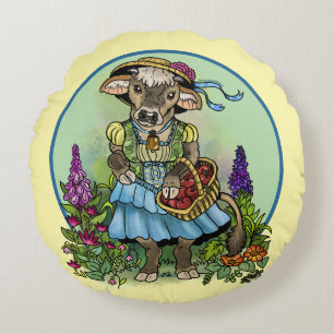 Cottagecore-Cowgirl Rundes Kissen