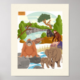 Cottagecore-Dschungeltiere-Kinderzimmerposter - Cr Poster