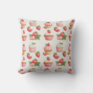 Cottagecore-Erdbeer-Cupcake-Wurfkissen Kissen