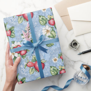 Cottagecore Erdbeer-Muster  Geschenkpapier