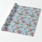 Cottagecore Erdbeer-Muster  Geschenkpapier (Ungerollt)