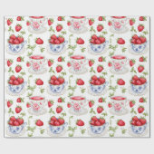Cottagecore Erdbeer-Muster  Geschenkpapier (Flach)