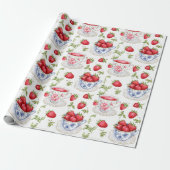 Cottagecore Erdbeer-Muster  Geschenkpapier (Ungerollt)