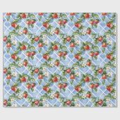 Cottagecore Erdbeer-Muster  Geschenkpapier (Flach)