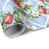 Cottagecore Erdbeer-Muster  Geschenkpapier (Rolleneckpunkt)