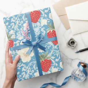 Cottagecore-Erdbeer-Muster  Geschenkpapier