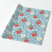 Cottagecore-Erdbeer-Muster Geschenkpapier (Ungerollt)