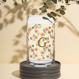 Cottagecore Fall Floral Streifen Custom Monogram Dosenglas