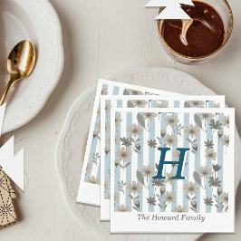 Cottagecore Fall Floral Streifen Custom Monogram Serviette