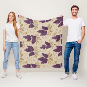 Cottagecore Flieder-Blumen-Cream-Blumenmuster Fleecedecke