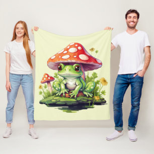 Cottagecore Fliegenpilz Pilz und Frosch Fleecedecke