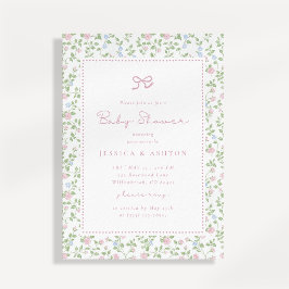 CottageCore Floral Bow Babydusche Einladung