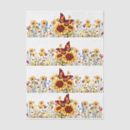 Cottagecore Floral & Butterfly Elements Decoupage Seidenpapier