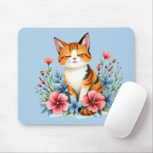 Cottagecore Floral Cat Mousepad