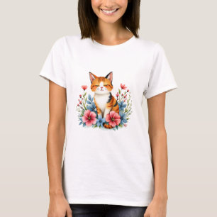 Cottagecore Floral Cat T-Shirt