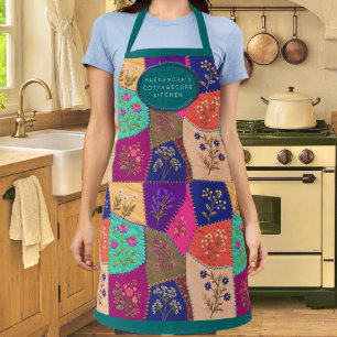 Cottagecore Floral gestickte Patchwork Stickerei Schürze