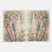 Cottagecore Floral Patchwork Quilt Watercolor Geschirrtuch (Horizontal)