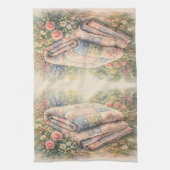 Cottagecore Floral Patchwork Quilt Watercolor Geschirrtuch (Vertikal)