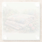 Cottagecore Floral Patchwork Quilt Watercolor Glasuntersetzer (Rückseite)