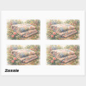 Cottagecore Floral Patchwork Quilt Watercolor Rechteckiger Aufkleber (Blatt)