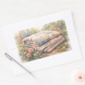 Cottagecore Floral Patchwork Quilt Watercolor Rechteckiger Aufkleber (Umschlag)
