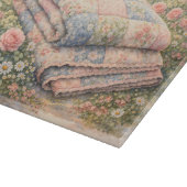 Cottagecore Floral Patchwork Quilt Watercolor Schneidebrett (Ecke)