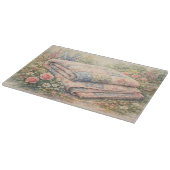 Cottagecore Floral Patchwork Quilt Watercolor Schneidebrett (Ecke)