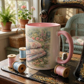 Cottagecore Floral Patchwork Quilt Watercolor Tasse