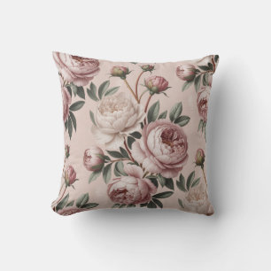 Cottagecore Floral Romantischer Vintage-Pfingstros Kissen
