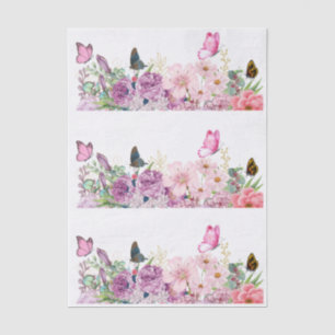 Cottagecore Floral- und Schmetterlingselemente Dec Seidenpapier