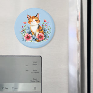 Cottagecore Florale Katzen Serene Feline Botanik Magnet