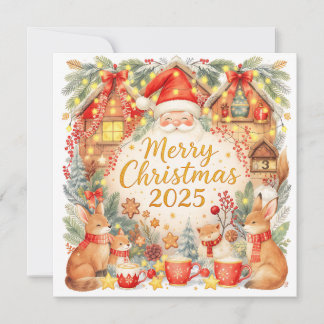 Cottagecore Fox Custom Photo Christmas Card Feiertagskarte
