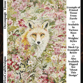 Cottagecore Fox, Wildflower Meadow EX4L Decoupage Seidenpapier