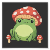 Cottagecore-Frosch-Ästhetik Süßer Frosch mit Pilz