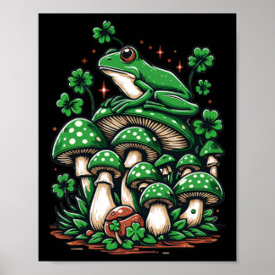 Cottagecore-Frosch-Ästhetik unter Pilz St. Patrick Poster